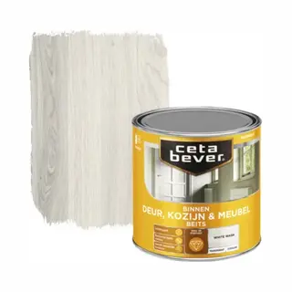 Cetabever - Binnenbeits Deur, Kozijn & Meubel Transparant Zijdeglans - White Wash - 250 Ml