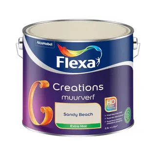 Flexa - Creations Muurverf Extra Mat - Sandy Beach - 2.5 Liter - 25m2 - Voor Binnen - Beige - Hoge Kleurintensiteit - Superieur Kleurbehoud -
