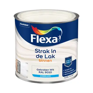 Flexa - Strak In De Lak Binnenlak Zijdeglans - Gebroken Wit / Ral 9010 - 250 Milliliter