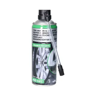 Lifetime Bandenreparatiespray - 450 Ml - Inclusief Pomp - Voor Auto En Motor - Zilver