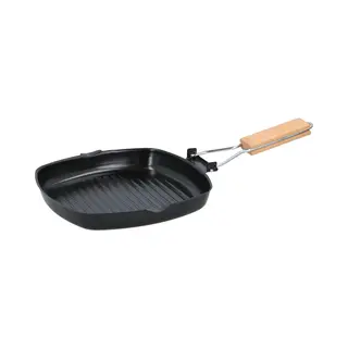 Alpina Grillpan Met Inklapbaar Handvat 24cm, Pan + Steelpan, Zwart
