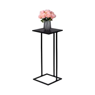 Arti Casa Bijzettafel - Metaal En Mdf - 75 X 33 X 33 Cm - Nachtkastje - Plantentafel - Laptoptafel - Industriële Uitstraling - Zwart