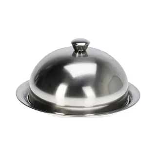 Excellent Houseware Serveerschaal Stolp Met Dienblad - Zilver - Rvs - D31 X H15 Cm - Voedsel Serveren - Met Deksel