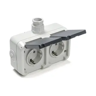Peha Spatwaterdicht Contactdoos Opbouw 2V Horizont Randaarde Wartel M20