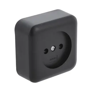 Q-Link - Wandcontactdoos - Opbouw - 1-voudig Stopcontact - Kinderbeveiliging - Mat Zwart