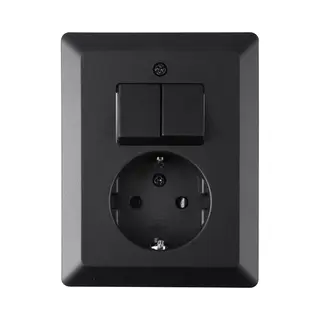 Q-Link Combinatie Inbouw - Serie - Met Schakelaar - Randaarde - Zwart