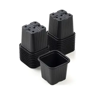 Nature - Stekpotjes - 20 Stuks - H6x7x7cm - Zwart Kunststof - Met Afwateringsopeningen