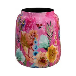 Ts Collection Vaas Fiesta Fuchsia - Roze - Metaal/epoxy - D21 X H24 Cm - Bloemenvaas - Designed By Lammie