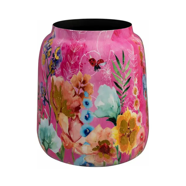 Ts Collection Vaas Fiesta Fuchsia - Roze - Metaal/epoxy - D21 X H24 Cm - Bloemenvaas - Designed By Lammie thumbnail