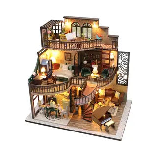 Crafts&Co Miniatuur Bouwpakket L Droomvilla - Volwassenen & Kinderen - 3D Puzzel - Houten Poppenhuis - Knutselen - Hobby - Jongens / Meisjes - Diy Modelbouw -