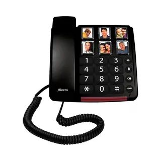Alecto CW30 - Seniorentelefoon Met Grote Foto- En Cijfertoetsen, Uitgerust Met Bijzonder Luid Gespreksvolume - Zwart