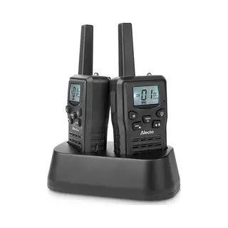 Alecto Walkie Talkie - Set Van 2 - 10 Km Bereik - Oplaadbaar - Vox - Led - FR200BK - Zwart