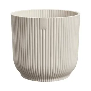 Elho Vibes Fold Rond 22 - Bloempot Voor Binnen - 100% Gerecycled Plastic - Ø 22.0 X H 20.2 Cm - Linnen Wit