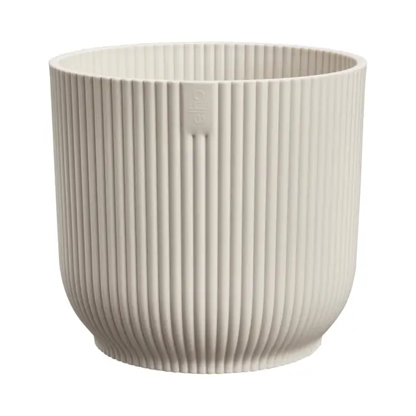 Elho Vibes Fold Rond 22 - Bloempot Voor Binnen - 100% Gerecycled Plastic - Ø 22.0 X H 20.2 Cm - Linnen Wit thumbnail