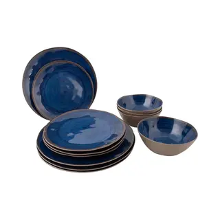 Bo-Camp Melamin Geschirr Set Halo Camping Essgeschirr Reise Picknick Teller Blau