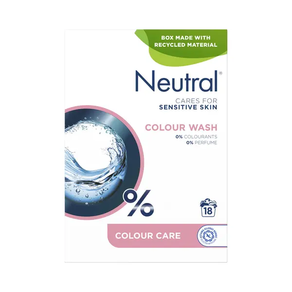 Neutral 0% Kleur Parfumvrij Waspoeder - 18 Wasbeurten - 1, 188 Kg - Wasmiddel thumbnail