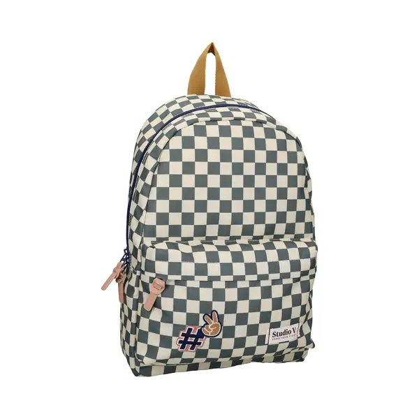 Studio V Retro Forever - Rugzak - Gevoerd - 10, 5 Liter - 38 X 25 X 12 Cm - Geruit - Groen thumbnail