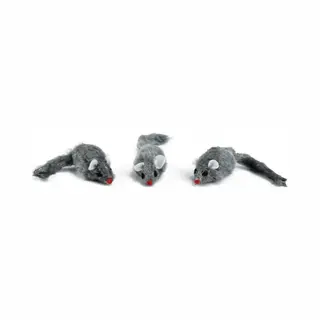 Beeztees Plush Muisje Grijs - Zakje 3st 5 Cm