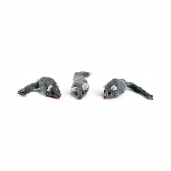 Beeztees Plush Muisje Grijs - Zakje 3st 5 Cm thumbnail