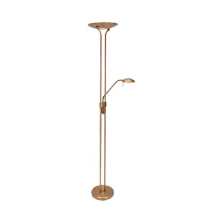 Steinhauer Olet - Klassieke Led Dimbare Vloerlamp | Staande Lamp Met Dimmer Met Leeslamp - 1 Lichts - H 1800 Mm - Brons - Woonkamer | Slaapkamer