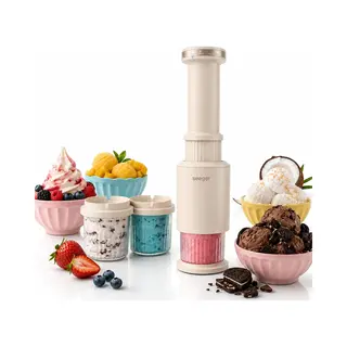 Seeger CompactCream 5-in-1 Kompakte Eismaschine Mit 3 Dessertbechern