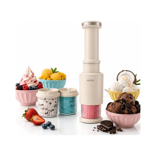 Seeger CompactCream 5-in-1 Kompakte Eismaschine Mit 3 Dessertbechern thumbnail
