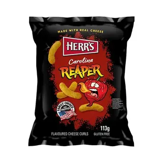 Herr's Carolina Reaper Curls - Pittige Chips Met Heetste Peper - 12 X 113gr