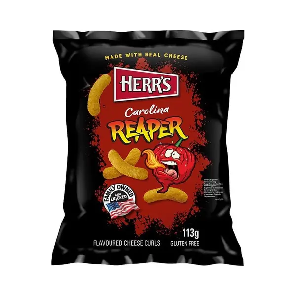 Herr's Carolina Reaper Curls - Pittige Chips Met Heetste Peper - 12 X 113gr thumbnail