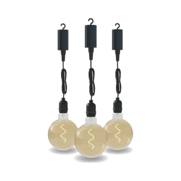 Calex - Outdoor Pendant Lamps, Set Of 3, Battery-Powered Outdoor Hanging Lights, Gold, Filament Light Source, Decorative Lamps, 4 Lumens Soft Light thumbnail