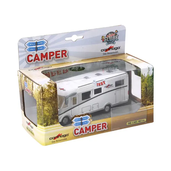MaatShopXL Kids Globe Traffic Pull-Back Carthago Camper - Met Licht En Deuren Die Open Kunnen thumbnail