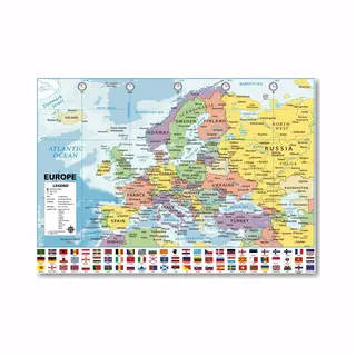 Posterpoint - Nederland kaart.nl Poster Europa Kaart - Educatief - Duitsland - Zweden - Spanje - Vlaggen - 70 X 100 Cm