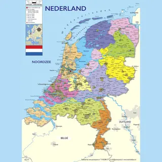 Posterpoint - Nederland kaart.nl Poster Nederland Kaart - Drukgang 2025 - Groot - 70x100cm -luxe Papier Uv-lak- Multi - Wanddecoratie