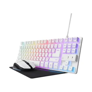 Trust Gxt 794W toetsenbord Inclusief muis Gamen Usb Qwerty Amerikaans Engels Wit