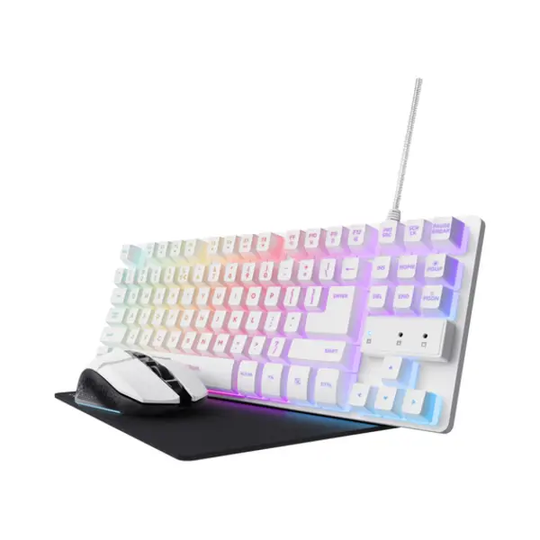 Trust Gxt 794W toetsenbord Inclusief muis Gamen Usb Qwerty Amerikaans Engels Wit thumbnail