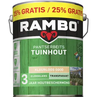 Rambo Pantserbeits Tuinhout - Zijdeglans - Transparant - Kleurloos - 4L + 25% Gratis