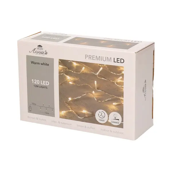 Anna's Collection Kerstverlichting - 120 Led Lampjes - Warm Wit - 1200 Cm - Dimmer - Timer - Lichtsnoer thumbnail