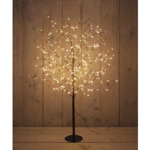 Anna's Collection Lichtboom - Zwart - 120 Cm - Metaal - 600 Leds - Warm Wit - Kerstboom thumbnail