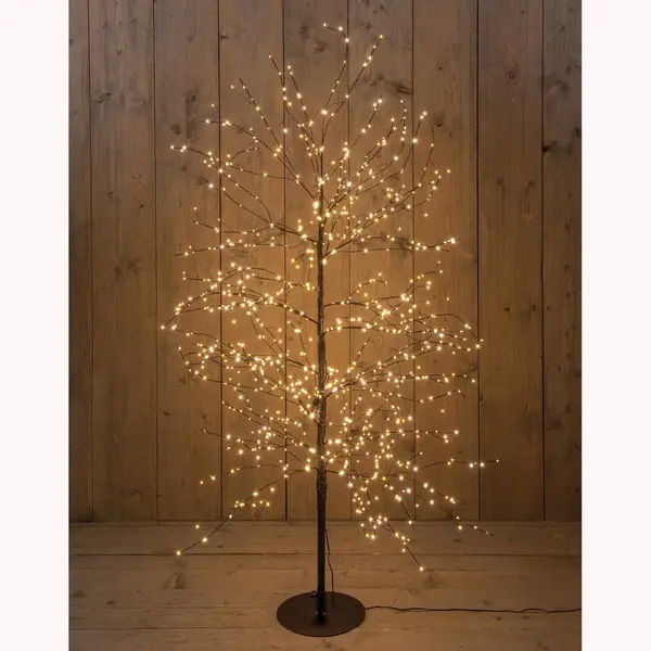 Anna's Collection Lichtboom - Zwart - 150 Cm - Metaal - 1000 Leds - Warm Wit - Kerstboom thumbnail