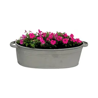 Mega Collections Teil/plantenpot/bloempot Farmer - Ovaal - Zink - Donkergrijs - L29 X D21 X H12.5 Cm