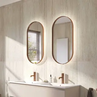 Ben Vita Ovale Spiegel Met Led Verlichting En Anti-condens 40x80 Cm Geborsteld Koper