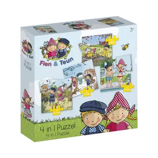 Bambolino Toys Fien & Teun 4in1 puzzelset - 4+6+9+16 stukjes - kinderpuzzel