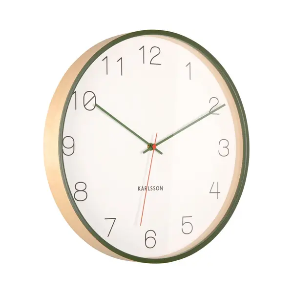 Karlsson Wall Clock Joy Wood W. Dark Green Accents thumbnail
