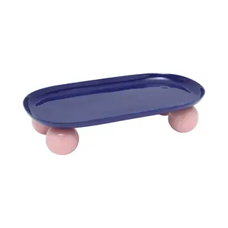 Present Time Dienblad Double Funky Oval - Blauw - 39x16x6cm - Modern - Pasen - Paasdecoratie - Dienblad Voor Paasdecoratie