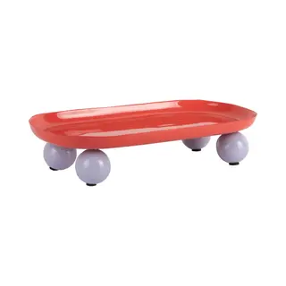 Present Time Dienblad Double Funky Oval Large - Rood - 39x16x6cm - Modern - Pasen - Paasdecoratie - Dienblad Voor Paasdecoratie