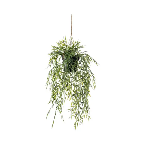 Emerald - Kunst Hangplant In Pot Bamboe 50cm - Kunstplant Voor Binnen thumbnail