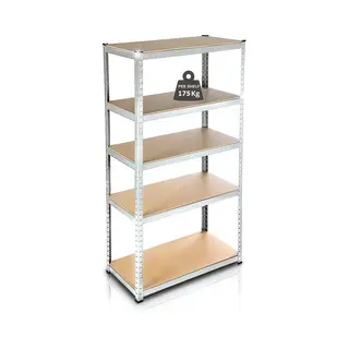 Profeco Heavy Duty Opbergrek 180x90 Cm - Metalen Stellingkast / Stellingrek / Magazijnkast - 5 Planks X 175kg - Rvs
