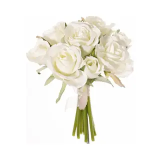 Top Art Topart Boeketje Rozen Kunstbloemen - 9x Stuks - Wit - 20 Cm - Roos - Decoratie