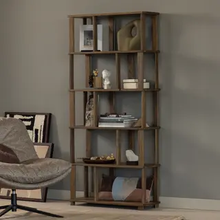 Woood Riss Boekenkast - Eikenhout - Naturel - 186x90x30