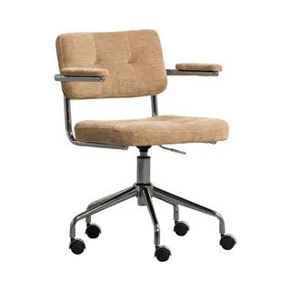 Woood Kova Bureaustoel - Geweven Ribstof - Donkerzand/Beige - 87x54x80 Cm
