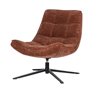 Woood Maudi Draaifauteuil - Chenille - Bruin - 84x74x86 Cm